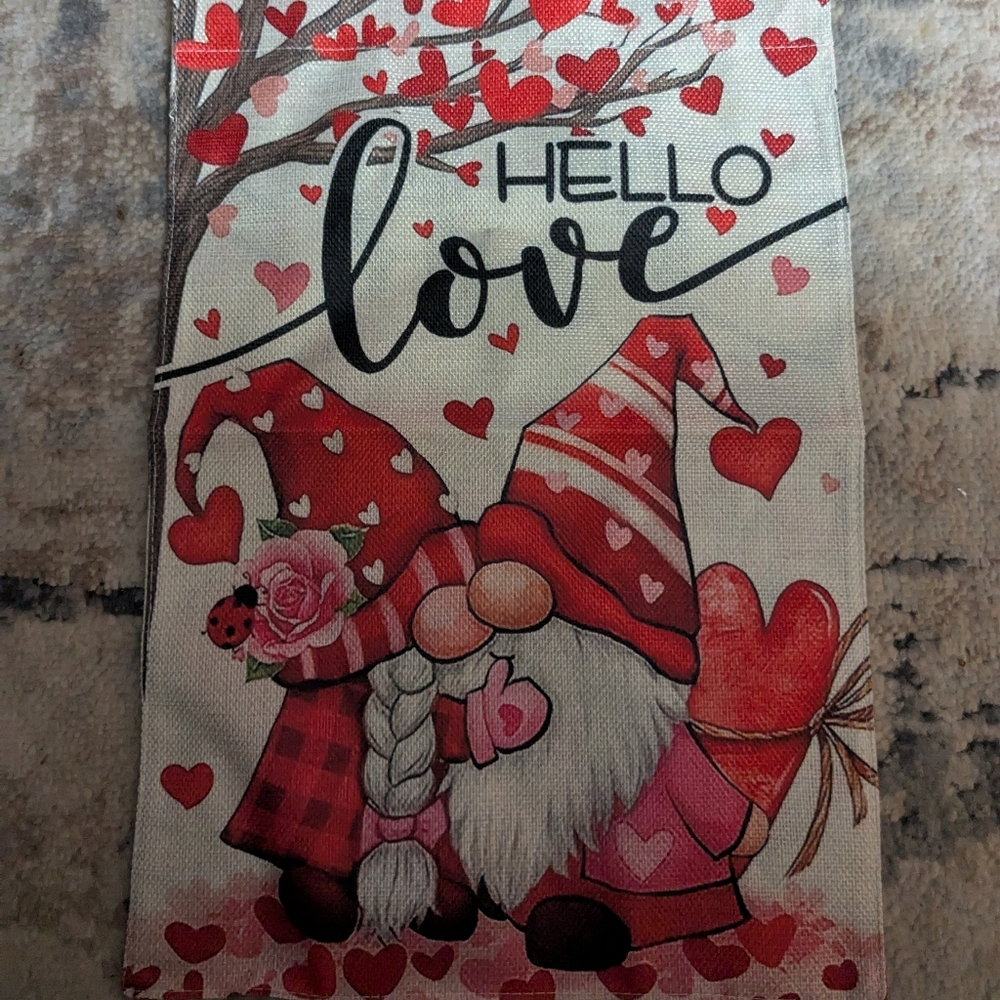 Valentine's Day Gnome Garden Flag